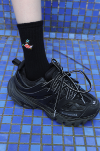 Spring Summer Cartoon Embroidered Sports Mid-Calf Short Socks for Men And Women Stylish Trendy Breathable Moisture Wicking