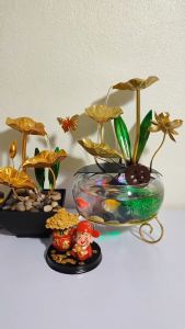 Thác Nước Phong Thủy Hoa Sen Kèm Bể Cá Thủy Sinh Dùng Làm Quà Tặng Trang Trí Nhà Cửa