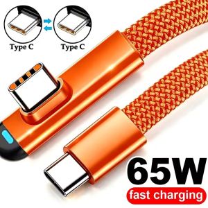 Dual Type C Elbow Charger Cord 65W PD Quick Charge Data Sync 480Mbps Zinc Alloy Connector for Xiaomi Tablet Laptop