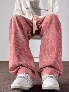 Quần Nhung Kẻ Dệt Kim Mỹ Cổ Điển Cho Nam Mùa Xuân Thu Quần Ống Rộng Rộng Rãi Thoải Mái Dài Đến Sàn