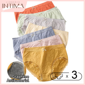 INTIMA 3 unit seluar dalam renda tinggi-elastik wanita selesa kapas Panty bernafas seluar dalam pertengahan pinggang lancar ikatan simpul Plus saiz Briefs Ladies Girls Underwear on Sale