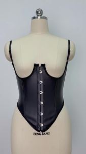 Women Faux Leather Corset PU Lace-up Underbust Bustiers Corselet Cummerbunds Women Decorative Waistband