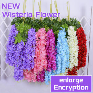 110cm /12 pcs man-made fake wisteria vine lata hanging silk flower string family party wedding decoration