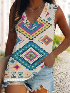 เสื้อกั๊กแขนกุดพิมพ์ลาย 3D ทรงหลวม สำหรับผู้หญิง เสื้อกั๊กแขนกุดแบบสวมหัว ทรงเข้ารูป แขนสั้น ผ้าผสมโพลีเอสเตอร์