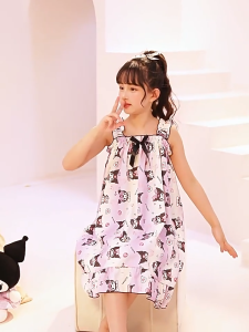 Girls Night Dress 4-12yrs Kuromi Sleepwear For Kids Girl Fluffy Cotton Pajama For Kids Girl Cartoon Sleepwear For Kids Girl