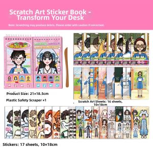 DANLIE | Princess Makeover Scratch and Stick Activity Book for Girls