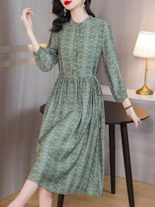 DAIXIANGFEIZI | Floral Petite Moms Elegant Long Sleeve Mid-Length Dress