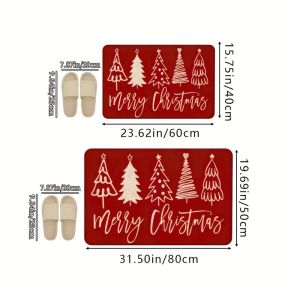 VIKAMA Christmas Tree Doormat Machine-Washable Kitchen & Laundry Room Mat Living Room Bedroom Bathroom Home Decor