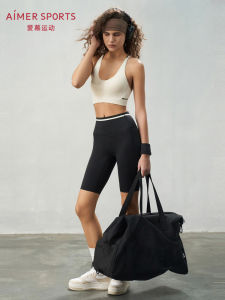 Aim Sports Casual Yoga Womens Fitness Abdomen Control Five-Quarter Pants Elastic Waist Nylon Fabric Sportswear AS151S71