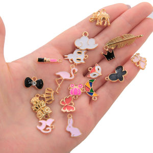 10pcs Cute Mixed Enamel Fruit Balloon Animal Birds Tree Charms Pendants for DIY Handmade Neacklace Bracelet Jewelry Making Accessaries( Random Style)