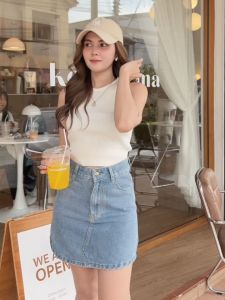 กระโปรงยีนส์ ผ้ายีนส์หนา สไตล์เกาหลี ด้านในเป็นกางเกง เรียกให้เป็นเอวสูงเอวต่ำ สไตล์เกาหลี ด้านในเป็นกางเกง