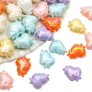 20x14mm 4pcs/bag Acrylic Cream Heart Beads For DIY Handmate Jewelry Accessories