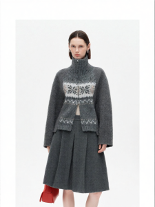 Wool Blend Knit Wool Jacket Women Winter