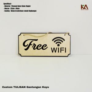 Gantungan Sign Cafe FREE WIFI Kayu / Papan Icon GRATIS Resto / Office