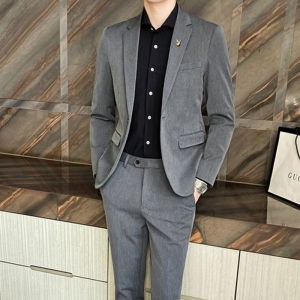 Playboy Mens Casual Suit Set Adult Ceremony Wedding University Student Fashion Polyester Fiber Standard Fit Business Casual