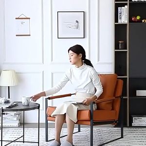 Ghế Ngồi Thư Giãn Da PU Đơn Giản Đa Năng Cho Quán Cà Phê và Ban Công - Chân Crom Tĩnh Điện