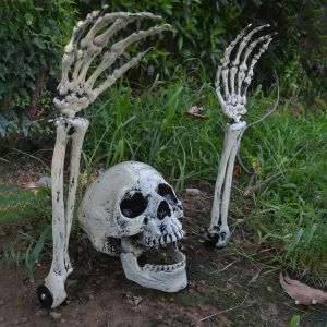 1/6pcs Skeleton Bone Garden Ground Stakes Skull Head & Hand for Halloween Home Yard Ground Insert Holiday Party Decor Ghost Hand