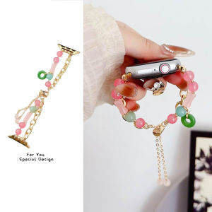 Fashion Bead Bracelet For Apple Watch Band 45mm 44mm 49mm 46mm 40mm 38mm 41mm 42mm Elegant Lady Bracelet for apple Watch Series 10 9 8 7 6 SE 5 4 3