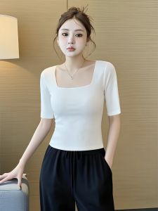 QIAOCHENXIAN | Cotton Square Collar T-Shirt Sleeve French Style Shirt