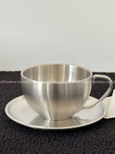 Retro Stainless Steel Coffee Cup And Plate Set for Home Use Luxury Afternoon Tea Cup American Latte Cup Foam Cup Latte Art Cup