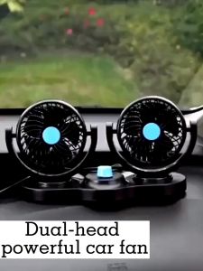 Car electric fan 12v 24V car double head mini fan outlet D-105