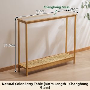 ZHUTING | Narrow Entryway Console Table with Shelf Wooden and Rattan