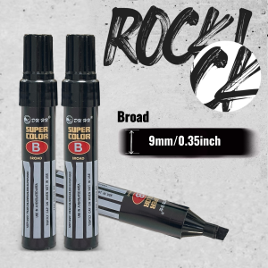 2-Pack Jumbo Broad Tip Black Marker Pens for Address & Identity Protection Extra Wide Chisel Point Fast-Drying Ink High Cover