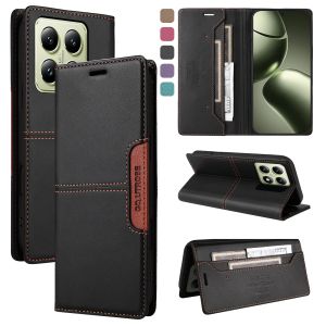 เคสโทรศัพท์หนังสำหรับ Xiaomi Mi 15T 14T 13T 12T 11T Pro แบบแม่เหล็กพับได้ พร้อมช่องใส่บัตร สำหรับ Poco X7 X6 X5 F6 M6 Pro X3 F3