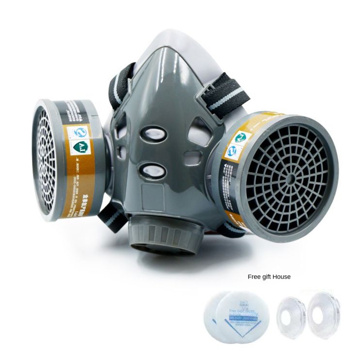 308 Face Gas Dust Mask Chemical Respirator Dual Filters Work Safety