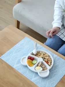 3pcs Set with Fork Baby Dining Set Wheat Straw Cartoon Bowl Food Grade Training Feeding Tableware Divided Dinner Plate