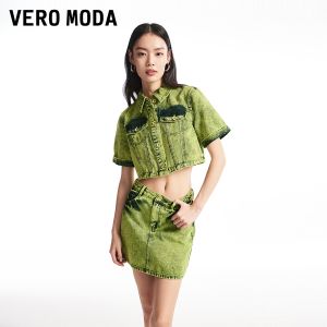 Vero Moda | Áo Blouse Tay Ngắn Cổ Trụ Cotton Sạch Mới Thu