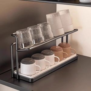 Water-Draining Double Layered Glass Cup Storage Rack