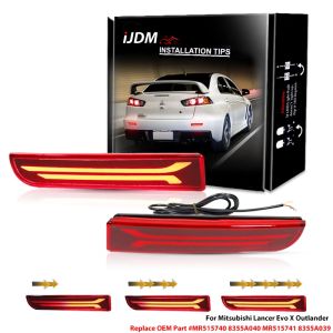 2pcs For Mitsubishi Lancer Evo X Outlander Red Rear Bumper Reflector Lights Tail/Brake Rear Fog Lamps and Turn Signal Light