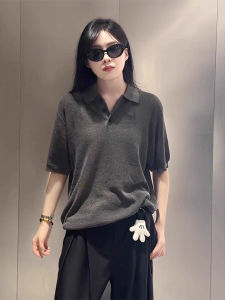 Mens Knitted Polo Shirt Short Sleeve Half Sleeve Henry Collar Retro American Style Breathable Summer T-Shirt Loose Fit Youth Trend