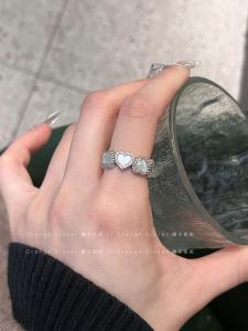 Natural Abalone Shell Open Adjustable Heart Shaped Ring Set for Women: Elegant Sweet Style Jewelry Accessories