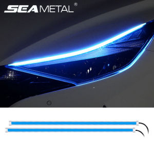 SEAMETAL Daytime Running Light Strip Flexible Waterproof Led Signal Light Headlight Ice Blue/White DRL 12V Start-Scan Flow Lamp