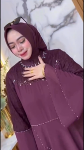 Terlaris 2026 Daraa Dress Matt Ceruty Babydoll Mix Brukat / Gamis Muslim Elegan Busui Friendly / Dress Kondangan Mewah Payet Mutiara