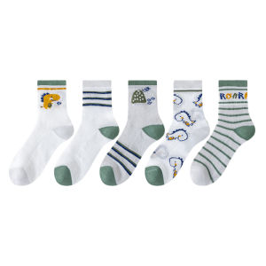 Miiow | Boys Summer Thin Breathable A-Class Cotton Mesh Socks Childrens Sweat Absorbent Comfortable Mid-Tube Casual Style Soft Fabric