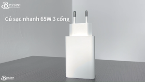 Củ Sạc Nhanh 65W 2 Cổng USB-A & 1 Cổng USB-C Hỗ Trợ Sạc Đồng Thời Tương Thích iOS & Nhiều Thiết Bị