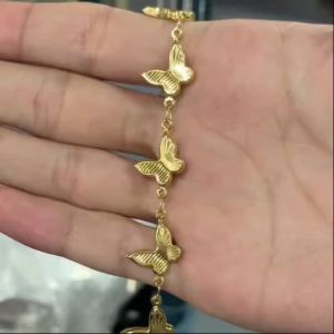 18K Gold Plated Bracelet Stainless Steel Butterfly Heart Cross Chili Chain Bracelet for Women