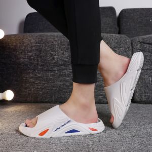 Korean Style Mens Slip-On Sandals Summer Beach Shoes Anti-Slip Soft Bottom Home Casual Trendy Flat Heel Plastic Slippers