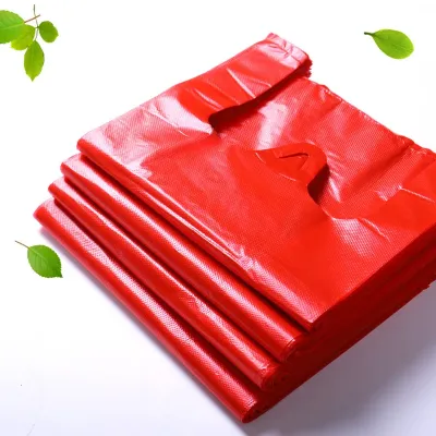 Red Plastic Vest Handheld Shopping Bag Disposable Fruit And Vegetable Packaging Convenient Bag in Various Sizes from China