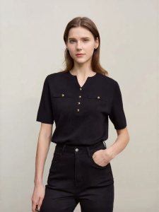 AMII | Elegant Short Sleeve Knitwear Four Flat Stitch Icy Silk