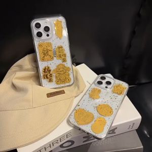 5pcs Gold Fiol Dewa Rejeki Amulet Kekayaan Terbukti Ponsel Sticker Jimat Kekayaan Cocok Untuk Ponsel