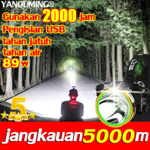 lebih terang dari sinar laser LANDI senter kepala super terang 89W tahan 50 jam Resistant Militer Berat Baterai Lithium Anti Air Bisa Charge Untuk Camping Mancing Berburu Mendaki(batrek senter kepala senter terang jarak jauh SENTER KEPALA LED CAS)