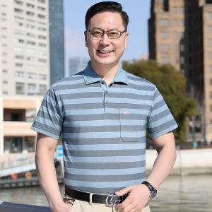 เสื้อยืดโปโลแขนสั้นปักลายสำหรับผู้ชาย วัยกลางคน วัยชรา ฤดูร้อน แฟชั่นพ่อ เสื้อยืดผู้ชาย ผ้าโพลีเอสเตอร์ ผ้าฝ้าย คอโปโล