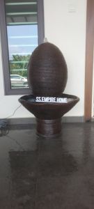 S107 Brown Egg Feng Shui Water Fountain Ball Pond Kolam Air Sandstone Garden Water Feature Balinese 风水流水喷泉瀑布池 Deco 2