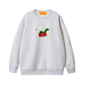 GCHC Original West Highland Terrier Embroidered Fleece Lined round Neck Sweatshirt Loose Lazy Style Couple Tops Autumn Winter