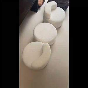 เก้าอี้เก้าอี้หลังเก้าอี้โซฟาสไตล์ครีม เก้าอี้แท่นขนาดเล็กม้านั่งต่ำไม่มีพนักนุ่มสตูลกลมสำหรับบ้าน เก้าอี้โซฟากำมะหยี่เนื้อแกะ ไม่ต้องติดตั้ง โครงไม้เนื้อแข็ง ไม่เสียรูปง่าย วัสดุแข็งแรงและมั่นคง