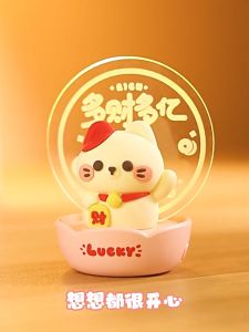 Đèn trang trí mini khung mica tròn bày bàn làm việc tủ sách quà tặng